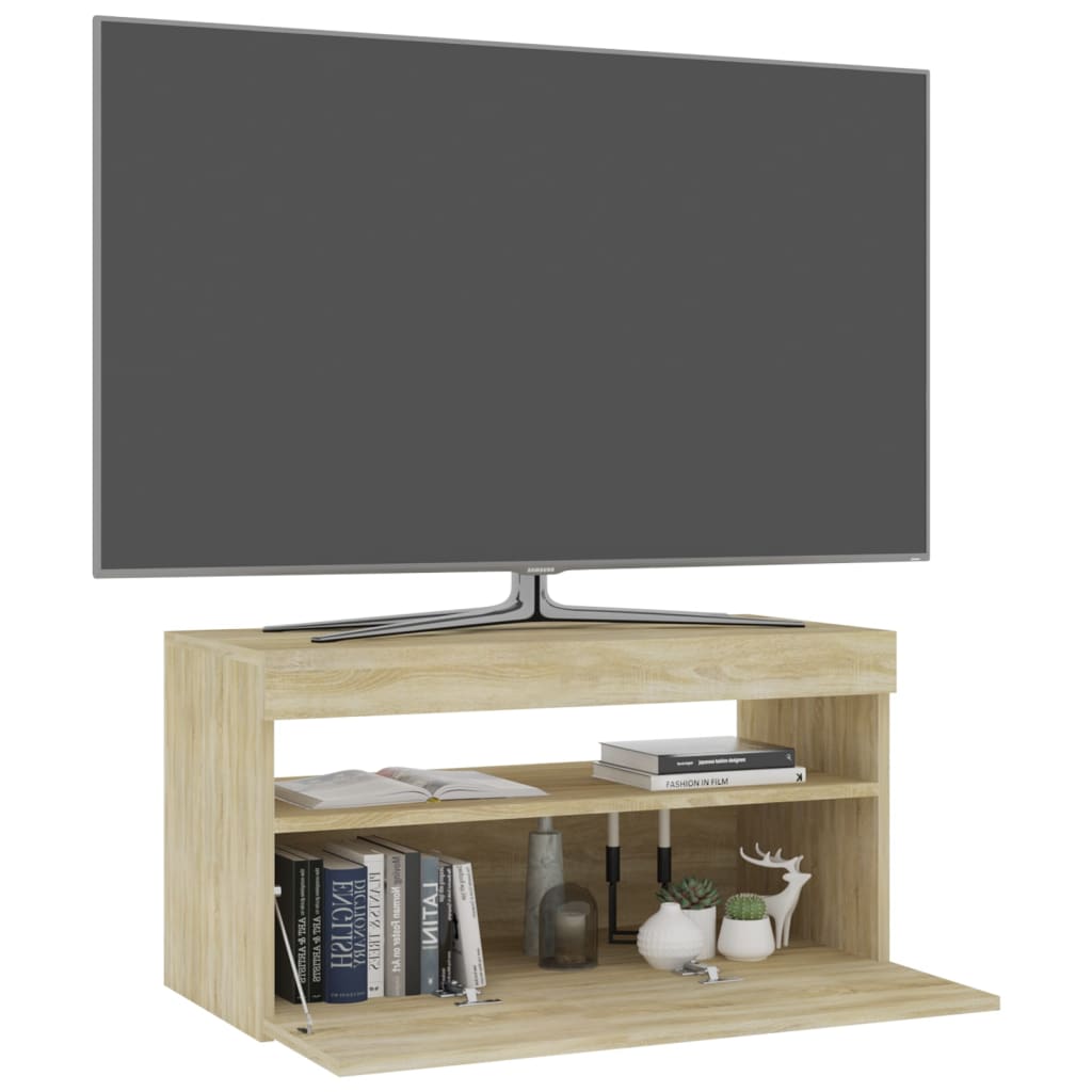 vidaXL TV skrinka s LED svetlami dub sonoma 75x35x40 cm