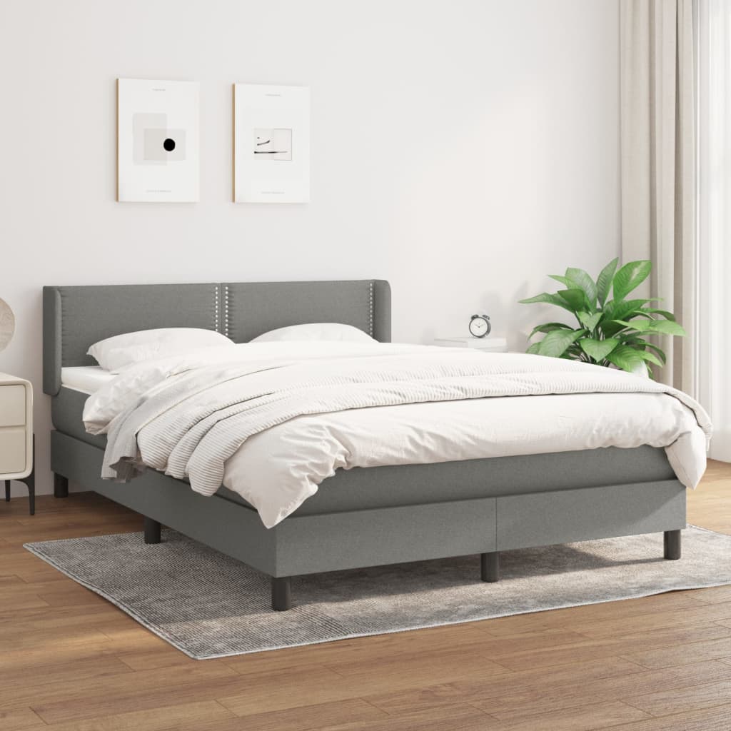 vidaXL Boxspring posteľ s matracom tmavosivá 140x200 cm látka