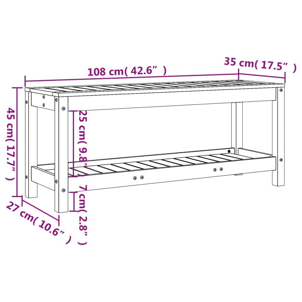 vidaXL Záhradná lavica biela 108x35x45 cm masívna borovica