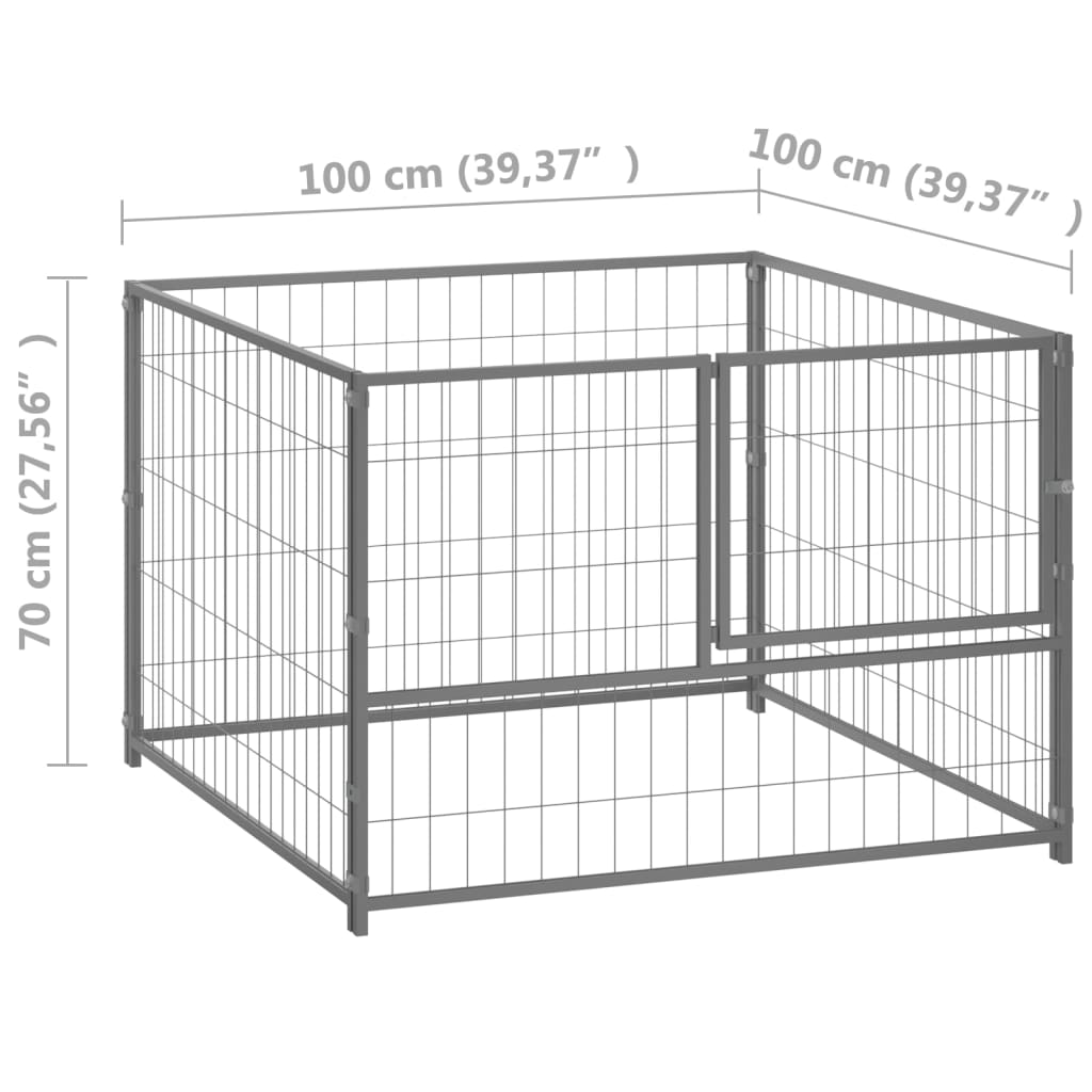 vidaXL Koterec pre psa strieborný 100x100x70 cm oceľ