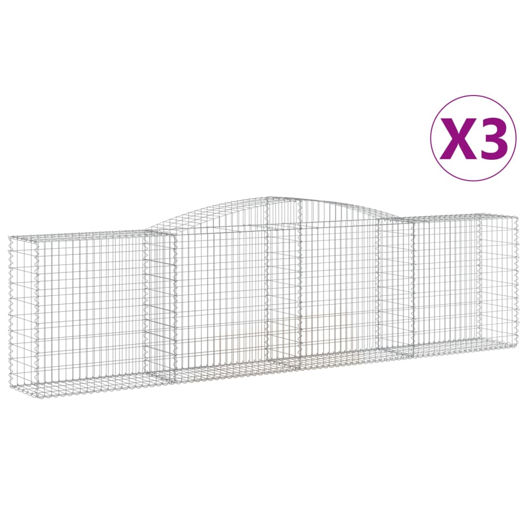 vidaXL Oblúkové gabiónové koše 3ks 400x50x100/120cm pozinkované železo