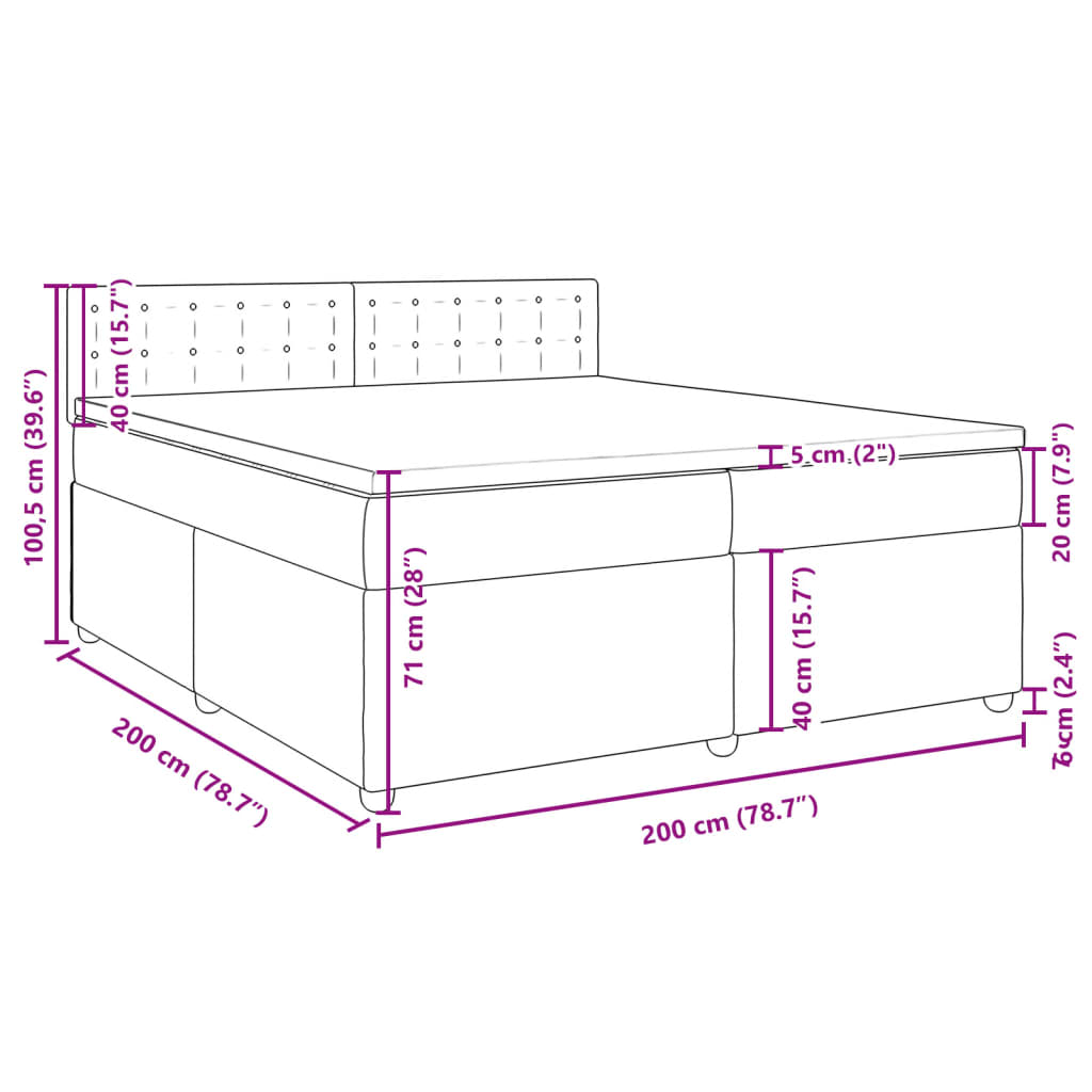 vidaXL Posteľný rám boxsping s matracom bledosivý 200x200 cm látka