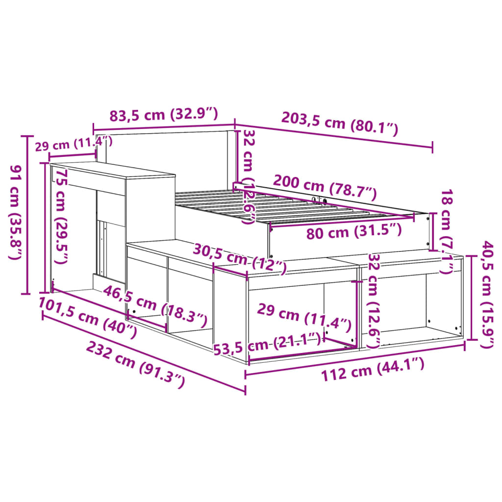 vidaXL Posteľný rám bez matraca biely 80x200 cm borovicový masív