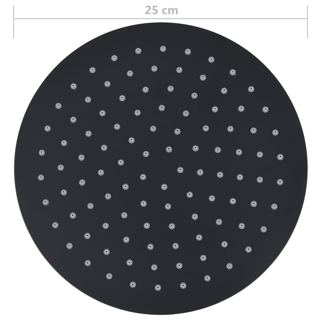 vidaXL Dažďová sprchová hlavica, oceľ 25 cm, okrúhla, čierna