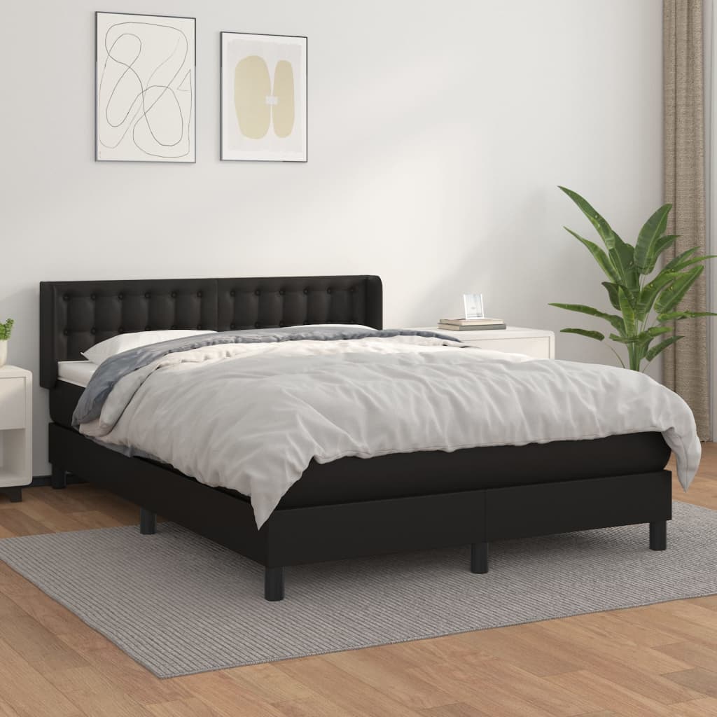 vidaXL Boxspring posteľ s matracom čierna 140x200 cm umelá koža