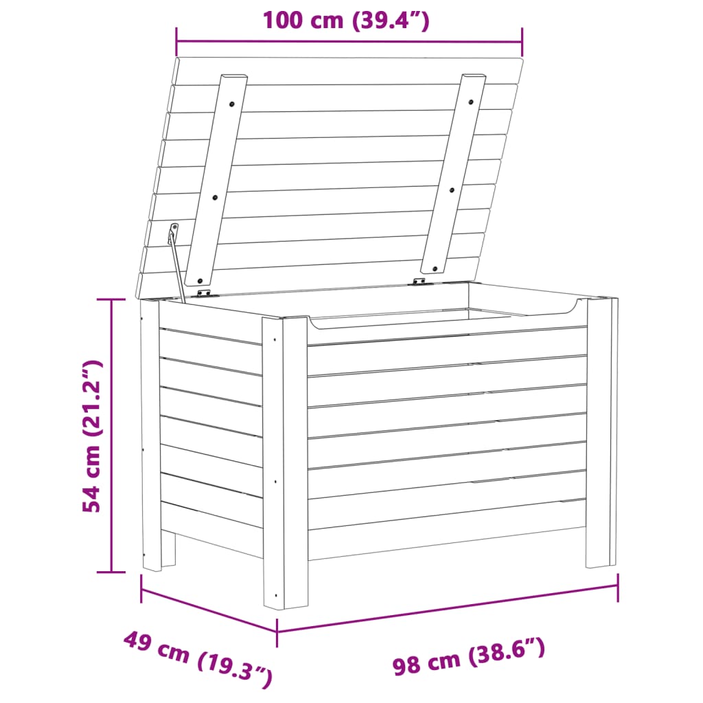 vidaXL Úložný box s vekom RANA biely 100x49x54 cm borovicový masív