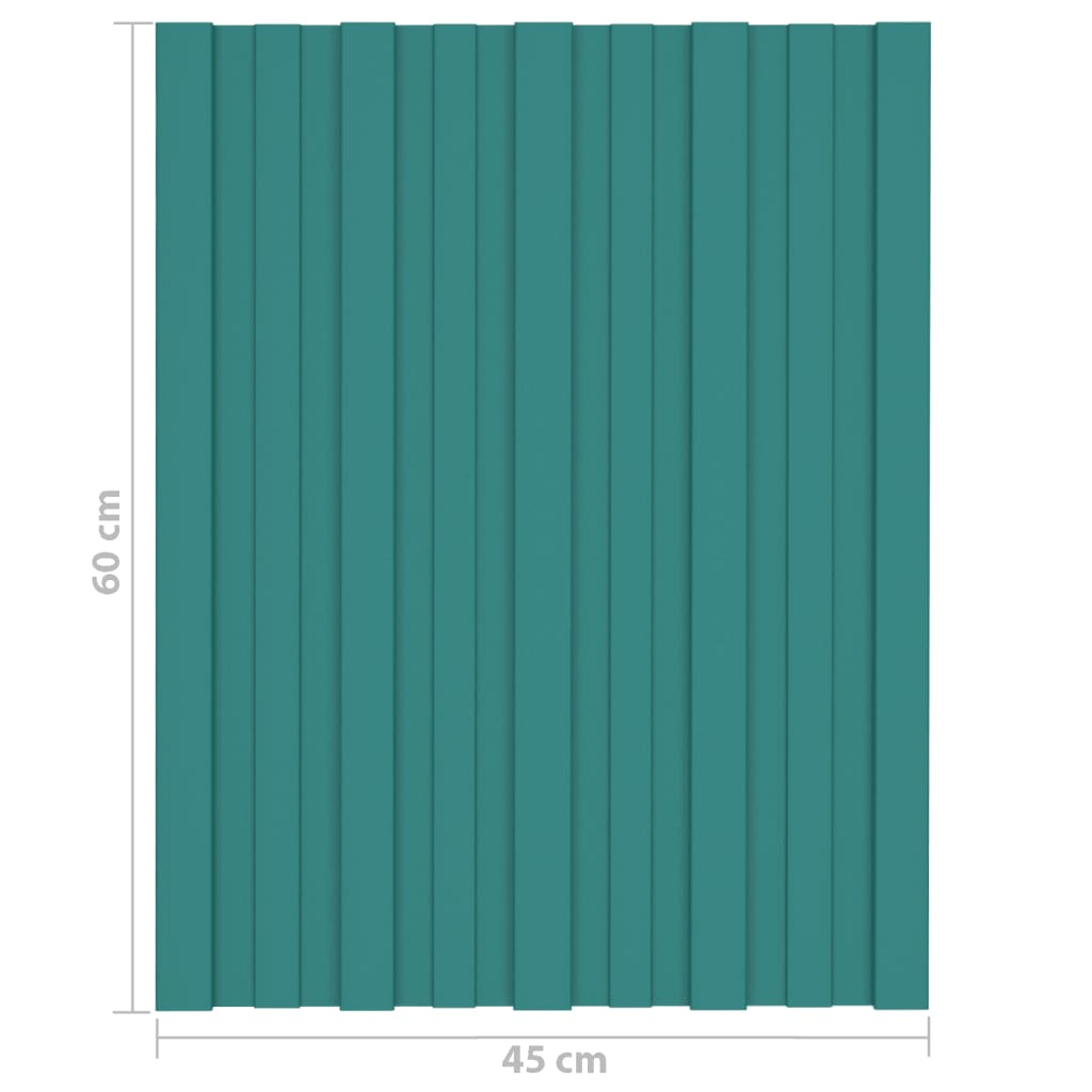 vidaXL Strešné panely 12 ks pozinkovaná oceľ zelené 60x45 cm