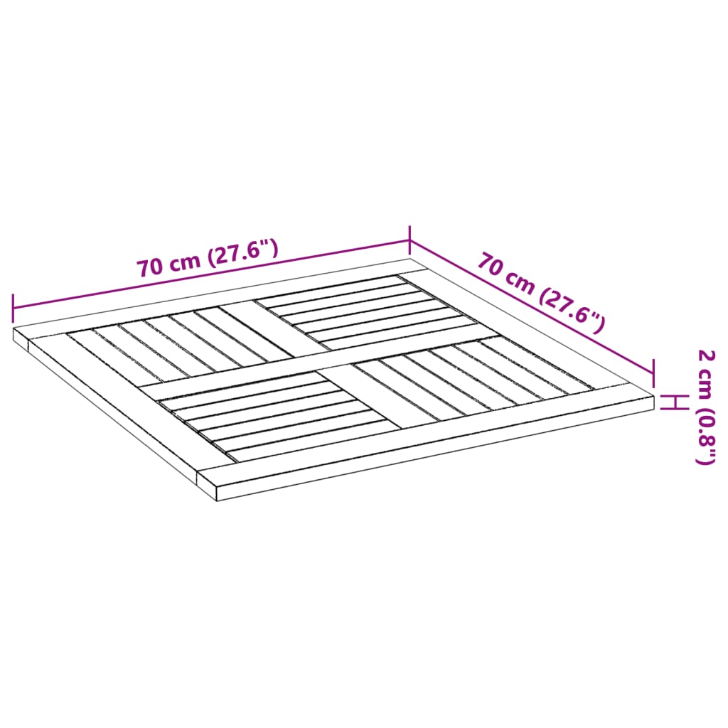 vidaXL Stolová doska 70x70x2 cm štvorec masívna akácia