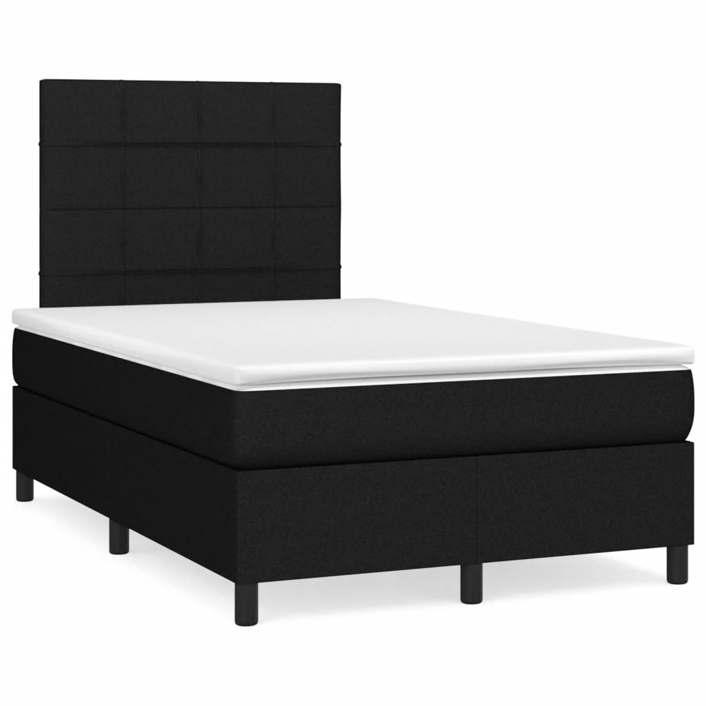 vidaXL Boxspring posteľ s matracom a LED, čierna 120x190 cm, látka