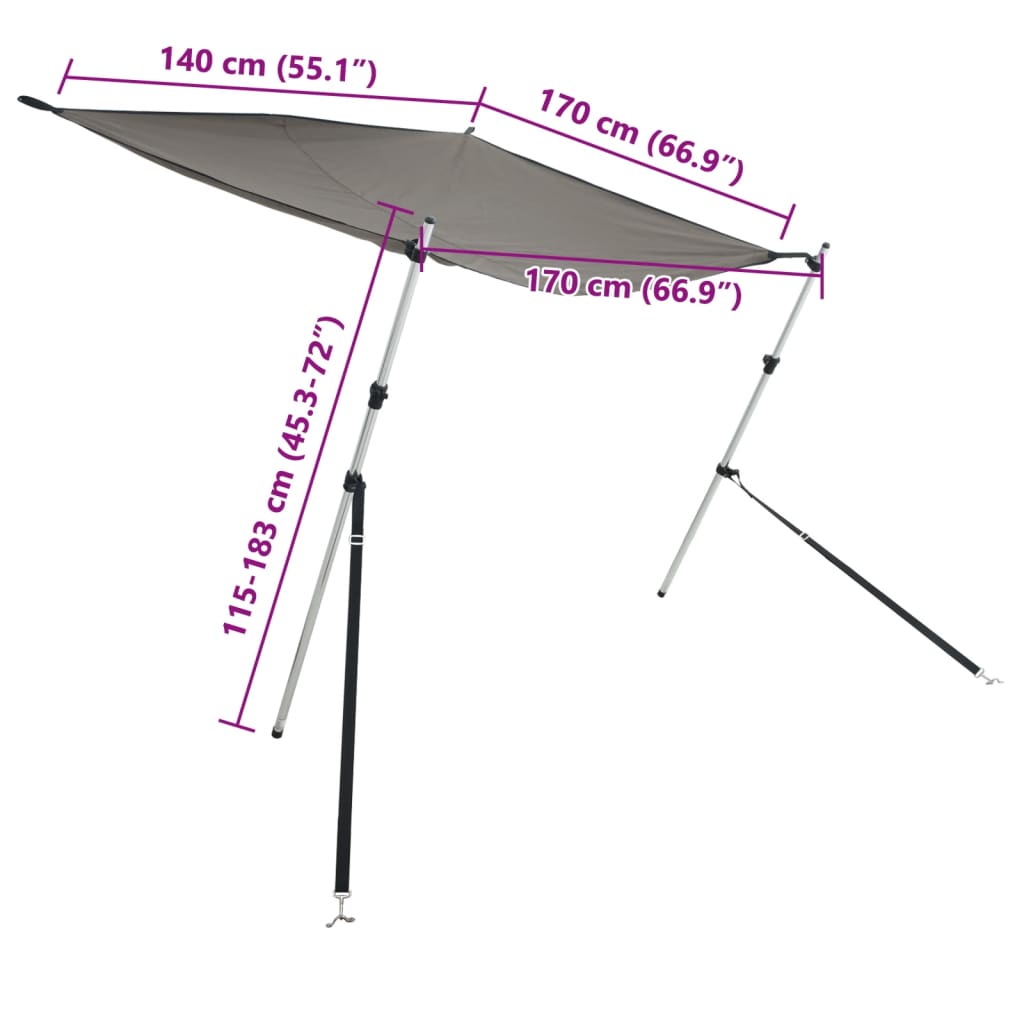 vidaXL Tieniaci nadstavec v tvare T 170x170x(115-183) cm