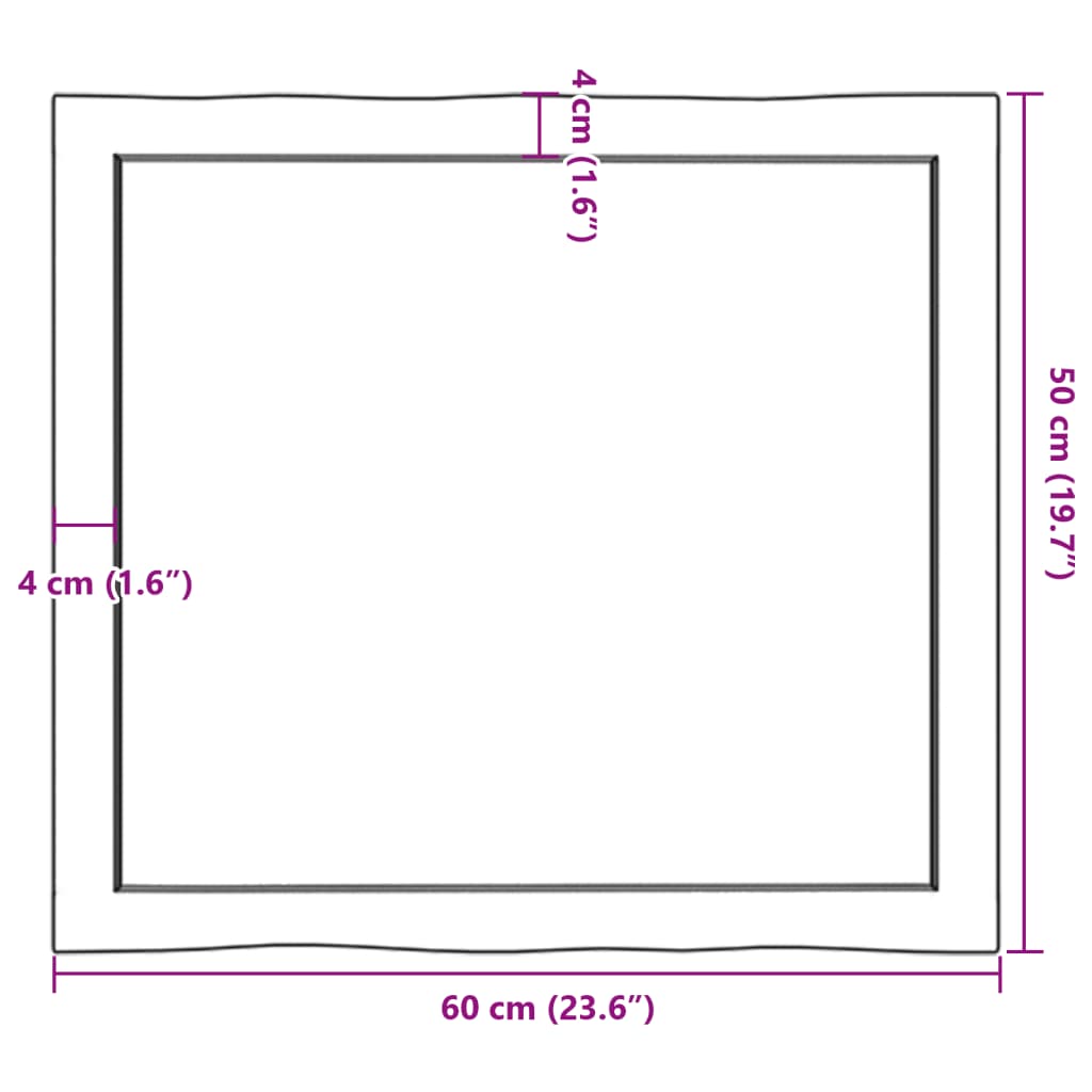 vidaXL Stolová doska tmavohnedá 60x50x(2-4)cm ošetrený masív hrany