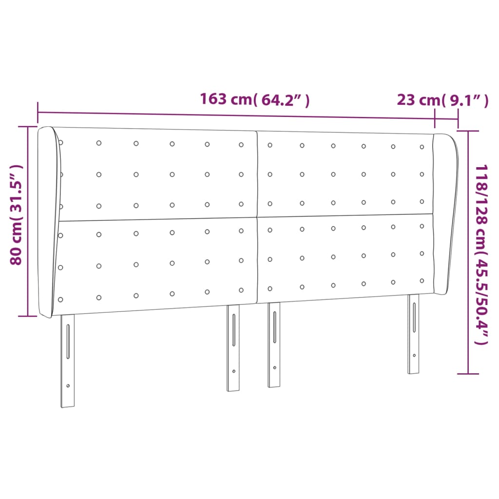 vidaXL Čelo postele so záhybmi tmavosivé 163x23x118/128 cm zamat