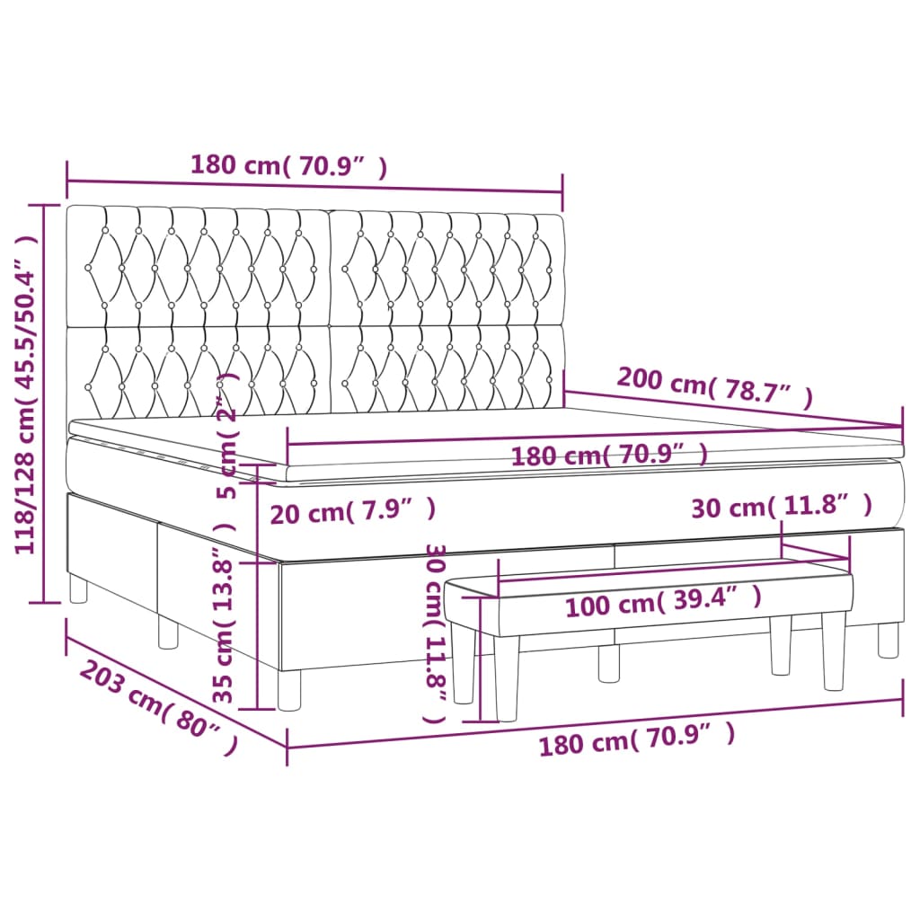 vidaXL Boxspring posteľ s matracom tmavohnedá 180x200 cm látka