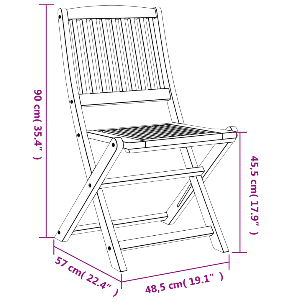 vidaXL Skladacie záhradné stoličky 4 ks 57x49x90 cm akáciový masív