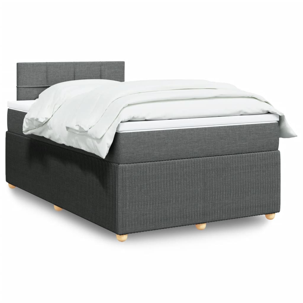 vidaXL Boxspring posteľ s matracom, tmavosivá 120x190 cm, látka