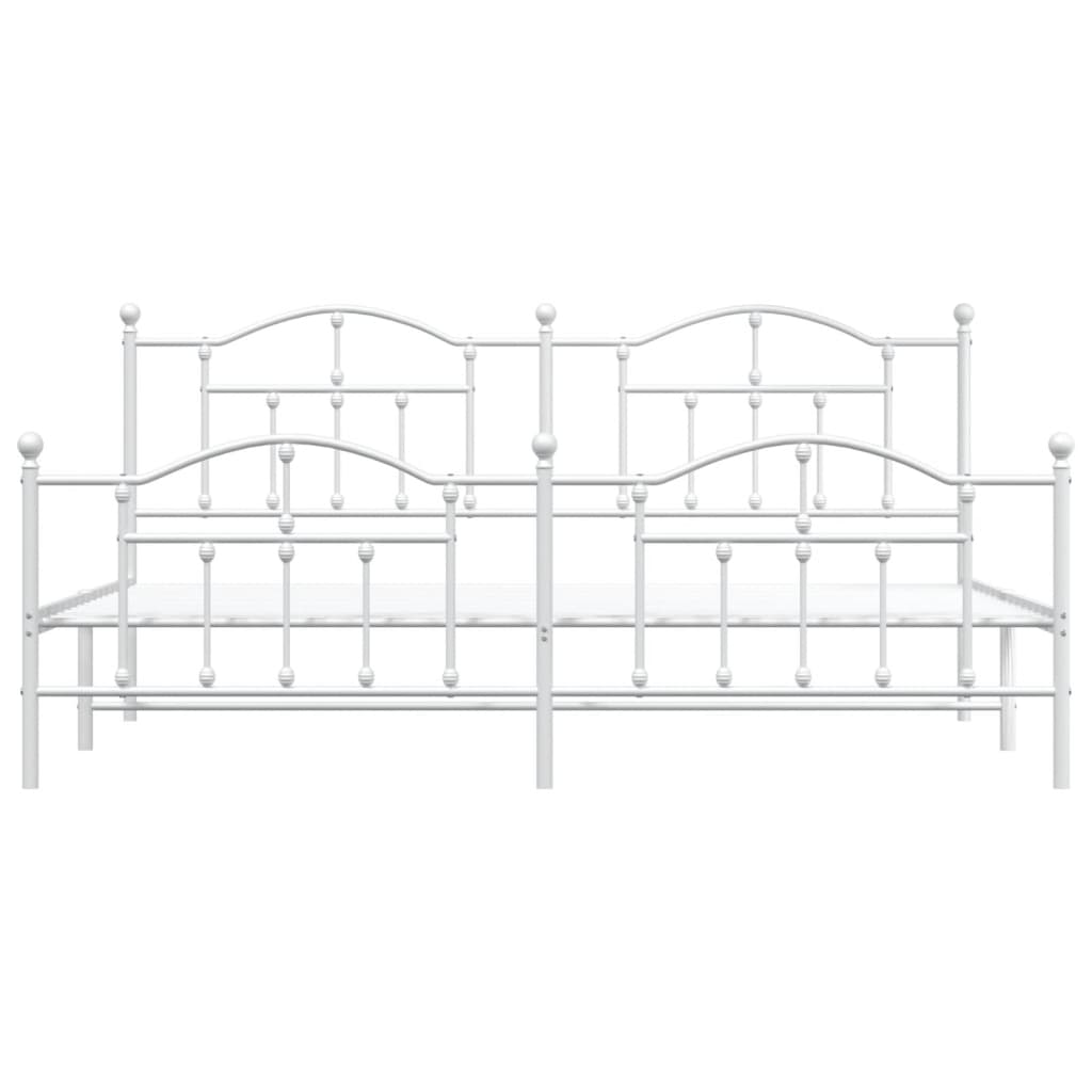 vidaXL Kovový rám postele s čelom a podnožkou biely 200x200 cm