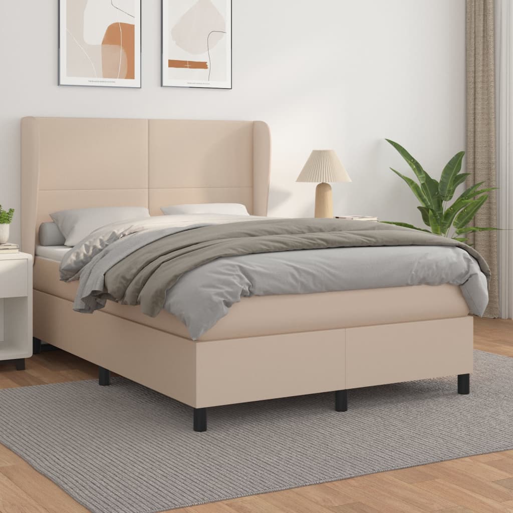 vidaXL Boxspring posteľ s matracom kapučínová 140x200 cm umelá koža