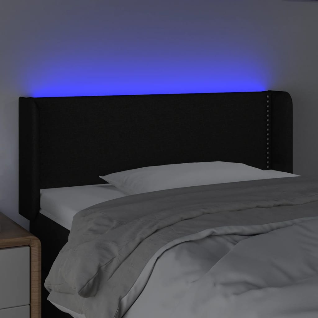 vidaXL Čelo postele s LED čierne 83x16x78/88 cm látka