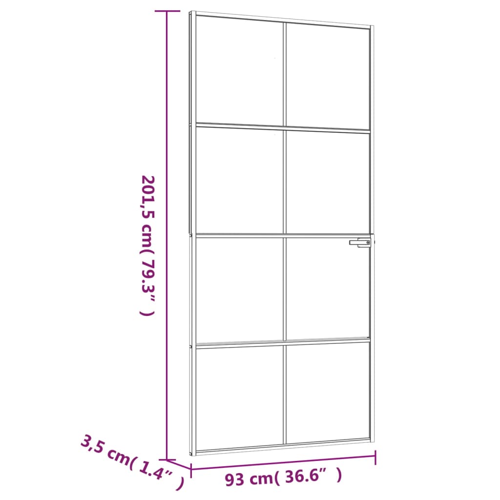 vidaXL Vnútorné dvere biele 93x201,5 cm tvrdené sklo a hliník úzke