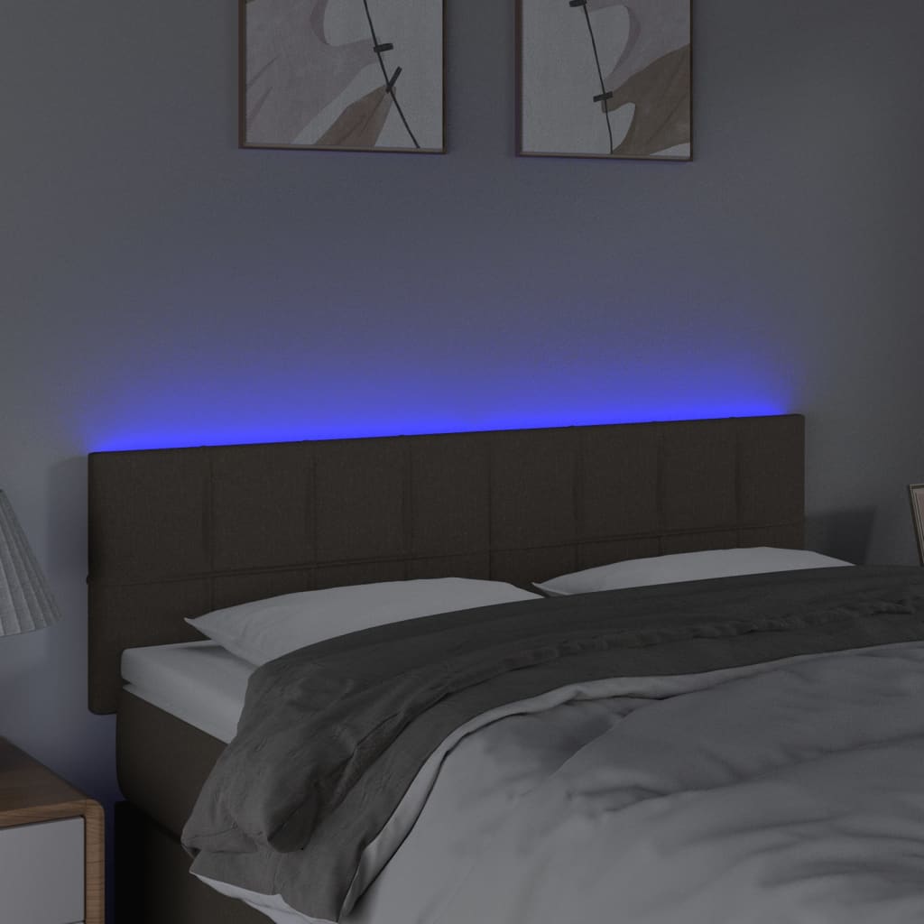 vidaXL Čelo postele s LED sivohnedé 144x5x78/88 cm látka