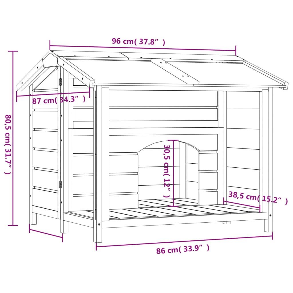 vidaXL Koterec pre psa sivý 96x87x80,5 cm borovicový masív