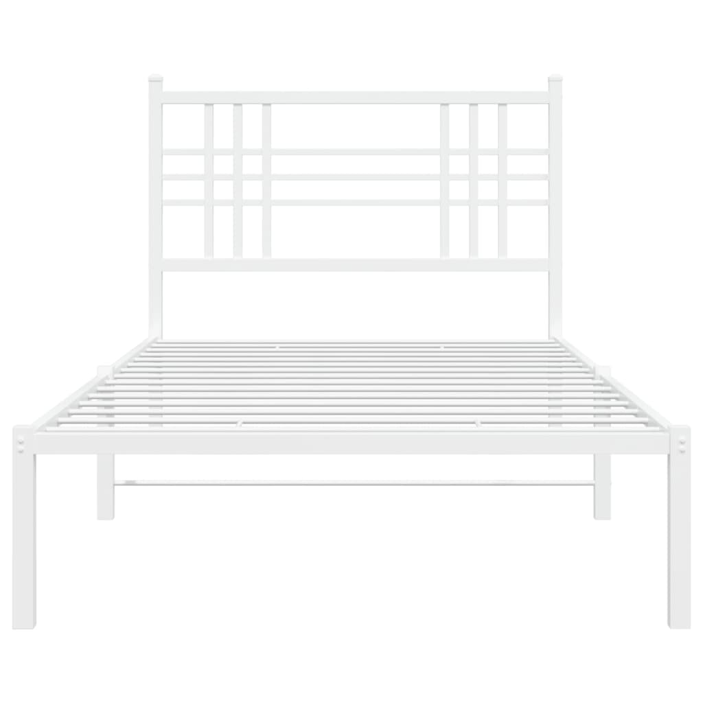 vidaXL Kovový rám postele s čelom biely 90x200 cm