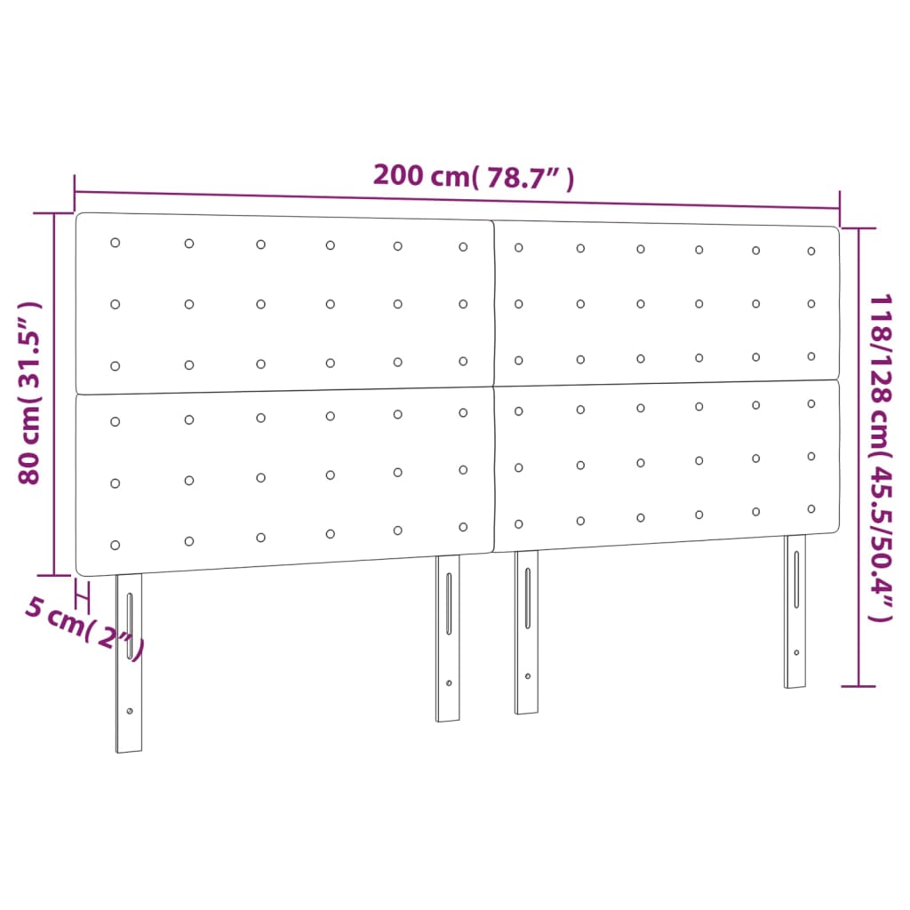 vidaXL Čelá postele 4 ks biele 100x5x78/88 cm umelá koža