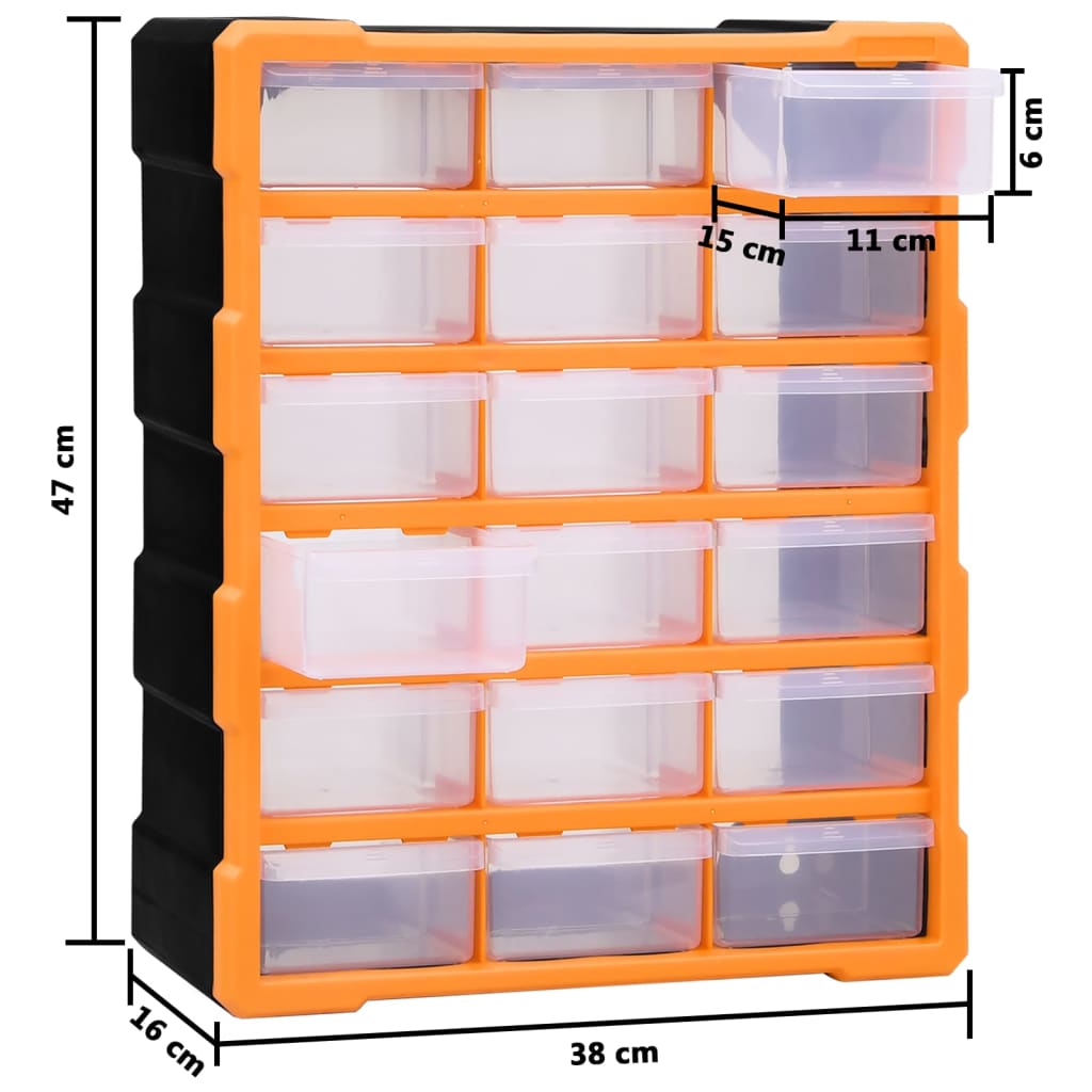 vidaXL Organizér s 18 strednými zásuvkami 38x16x47 cm