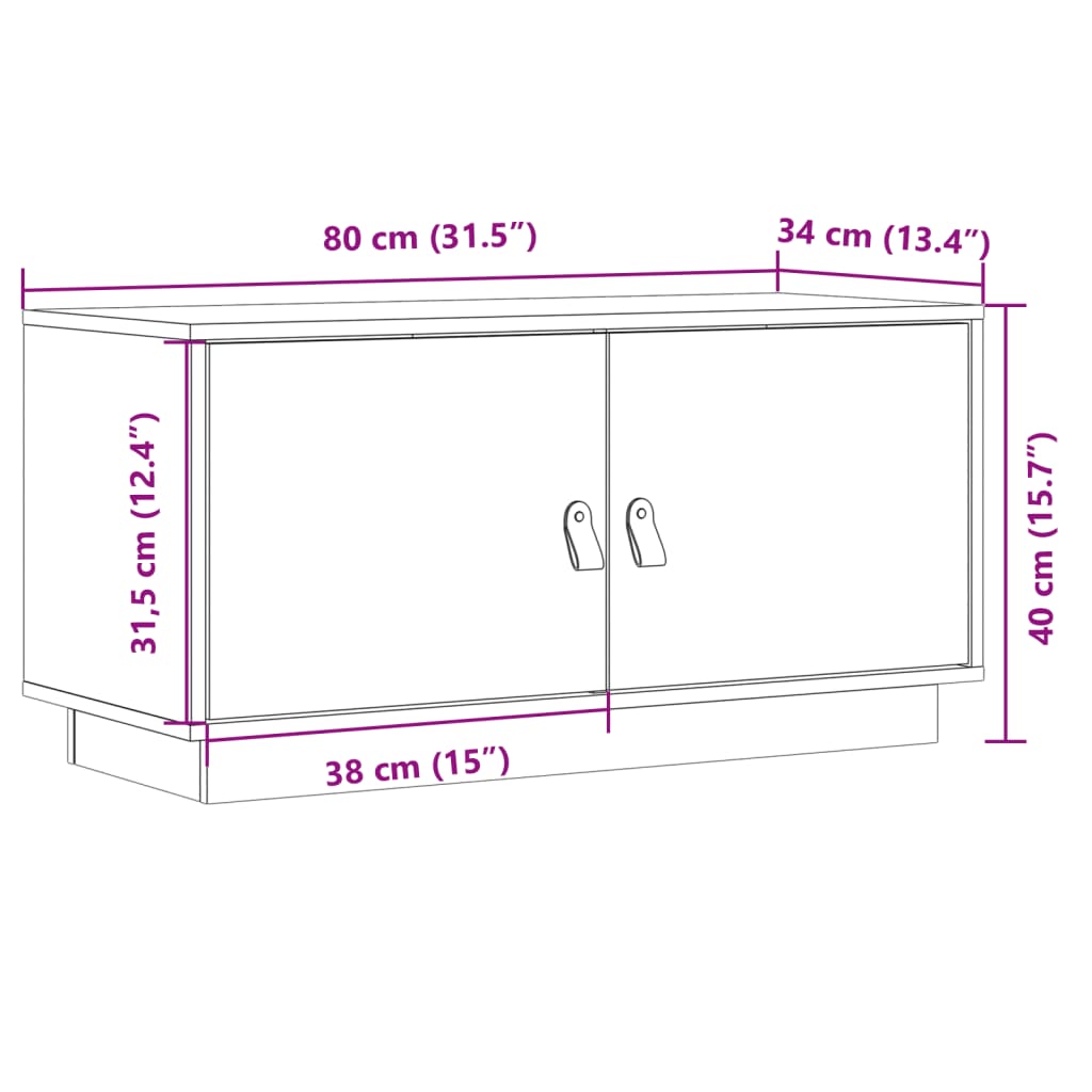 vidaXL TV skrinka 80x34x40 cm masívna borovica