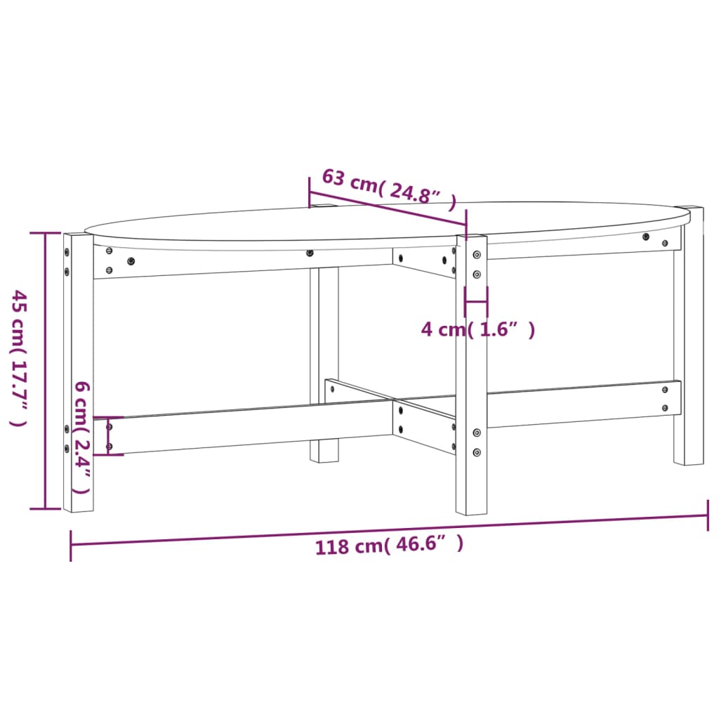 vidaXL Konferenčný stolík 118x63x45 cm borovicový masív