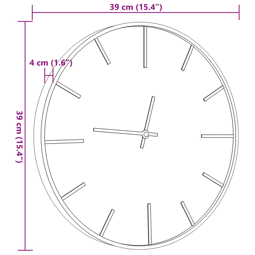 vidaXL Nástenné hodiny hnedé Ø39 cm železo a kompozitné drevo