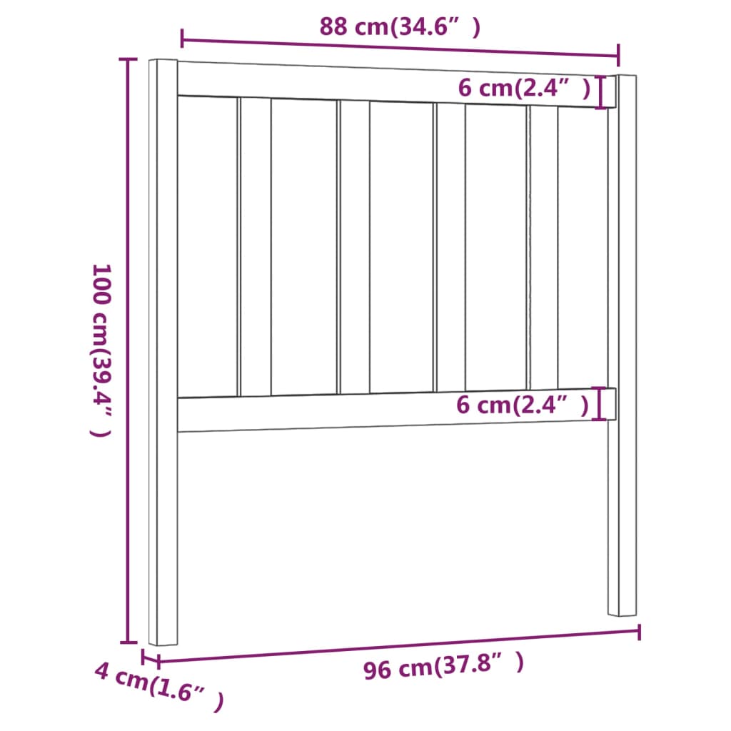 vidaXL Čelo postele sivé 96x4x100 cm masívna borovica