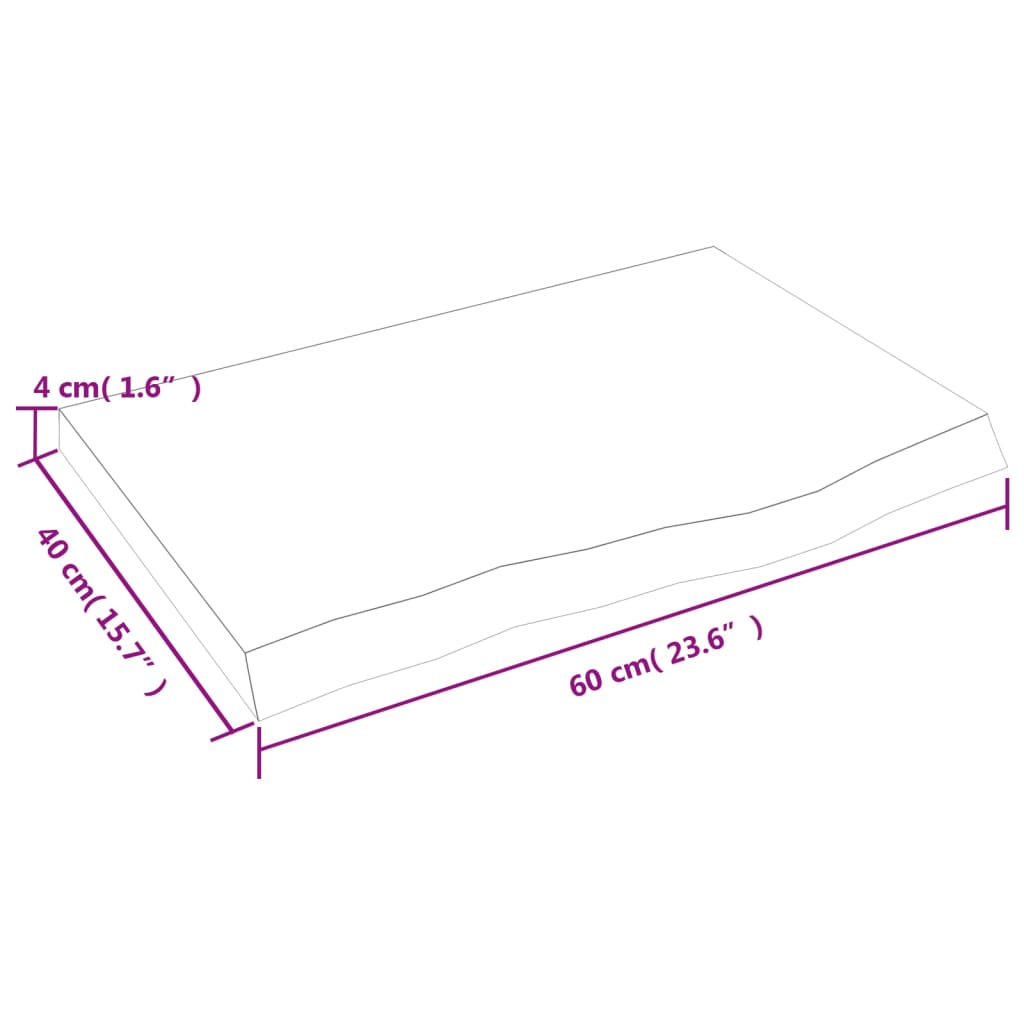 vidaXL Kúpeľňová doska tmavohnedá 60x40x(2-4) cm ošetrený masív