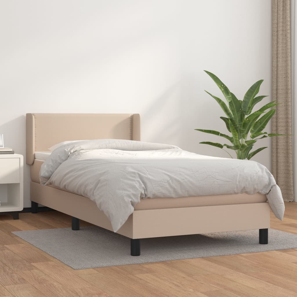 vidaXL Boxspring posteľ s matracom kapučínová 100x200 cm umelá koža