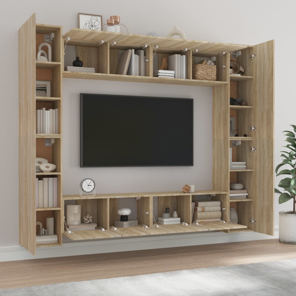 vidaXL 8-dielna súprava TV skriniek dub sonoma spracované drevo