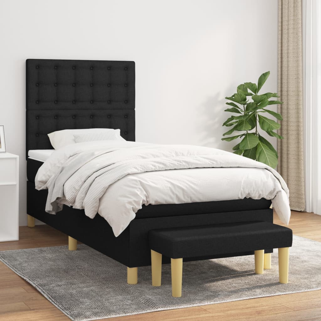 vidaXL Boxspring posteľ s matracom čierna 100x200 cm látka