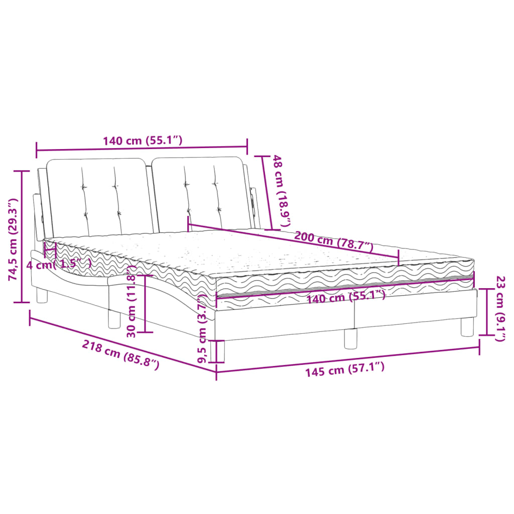 vidaXL Posteľ s matracom hnedá 140x200 cm umelá koža