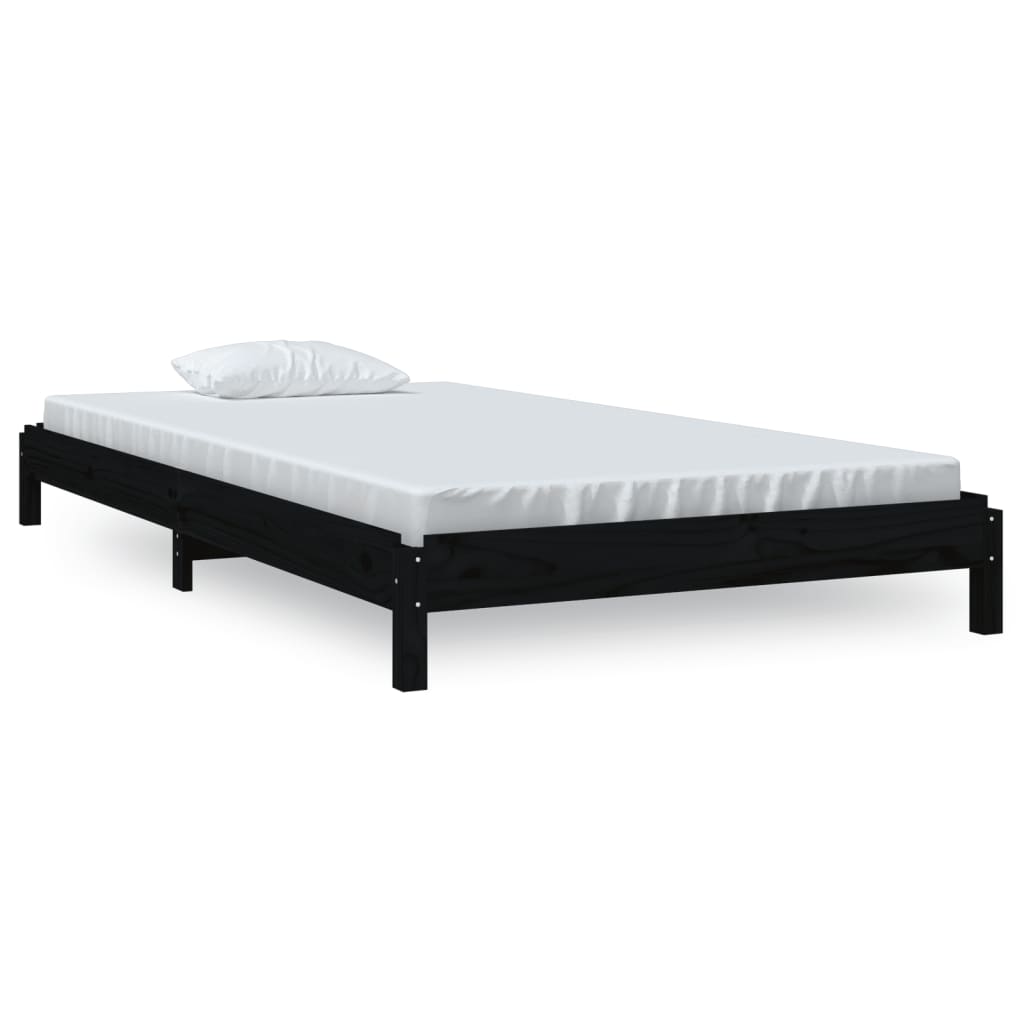 vidaXL Stohovateľná posteľ čierna 80x200 cm borovicový masív