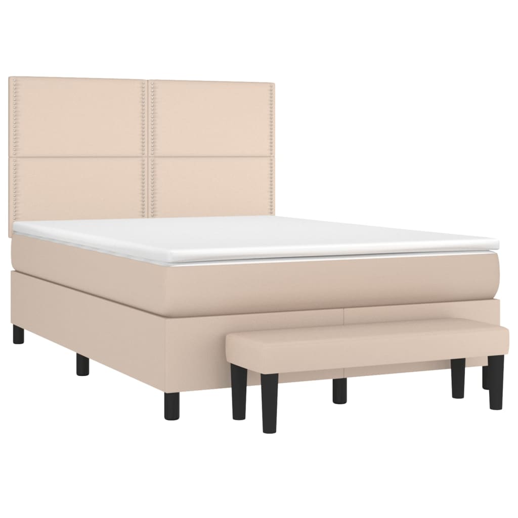 vidaXL Boxspring posteľ s matracom kapučínová 140x190 cm umelá koža