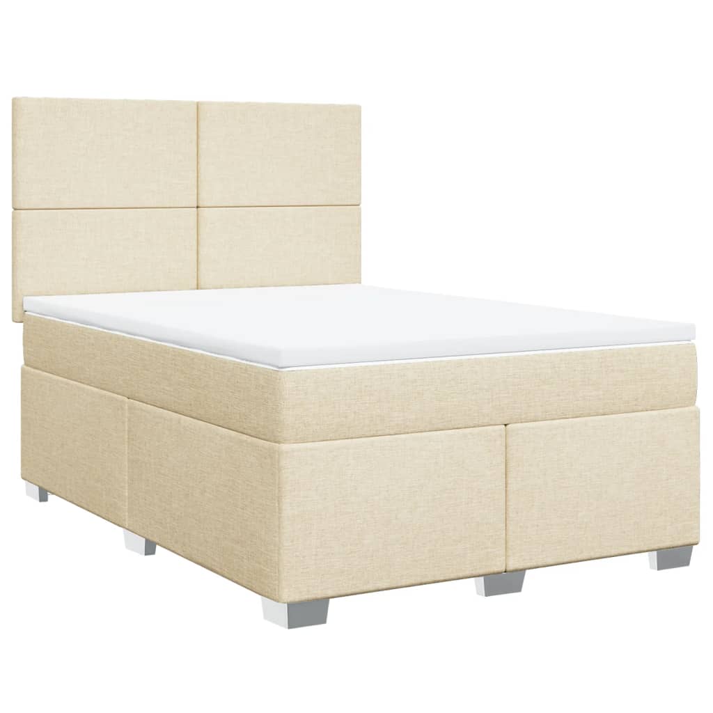 vidaXL Posteľný rám boxspring s matracom krémový 160x200 cm látka