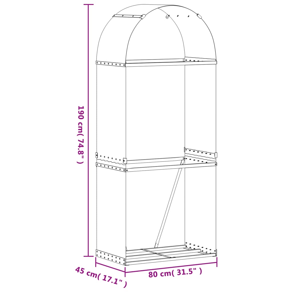 vidaXL Držiak na polená bledohnedý 80x45x190 cm pozinkovaná oceľ