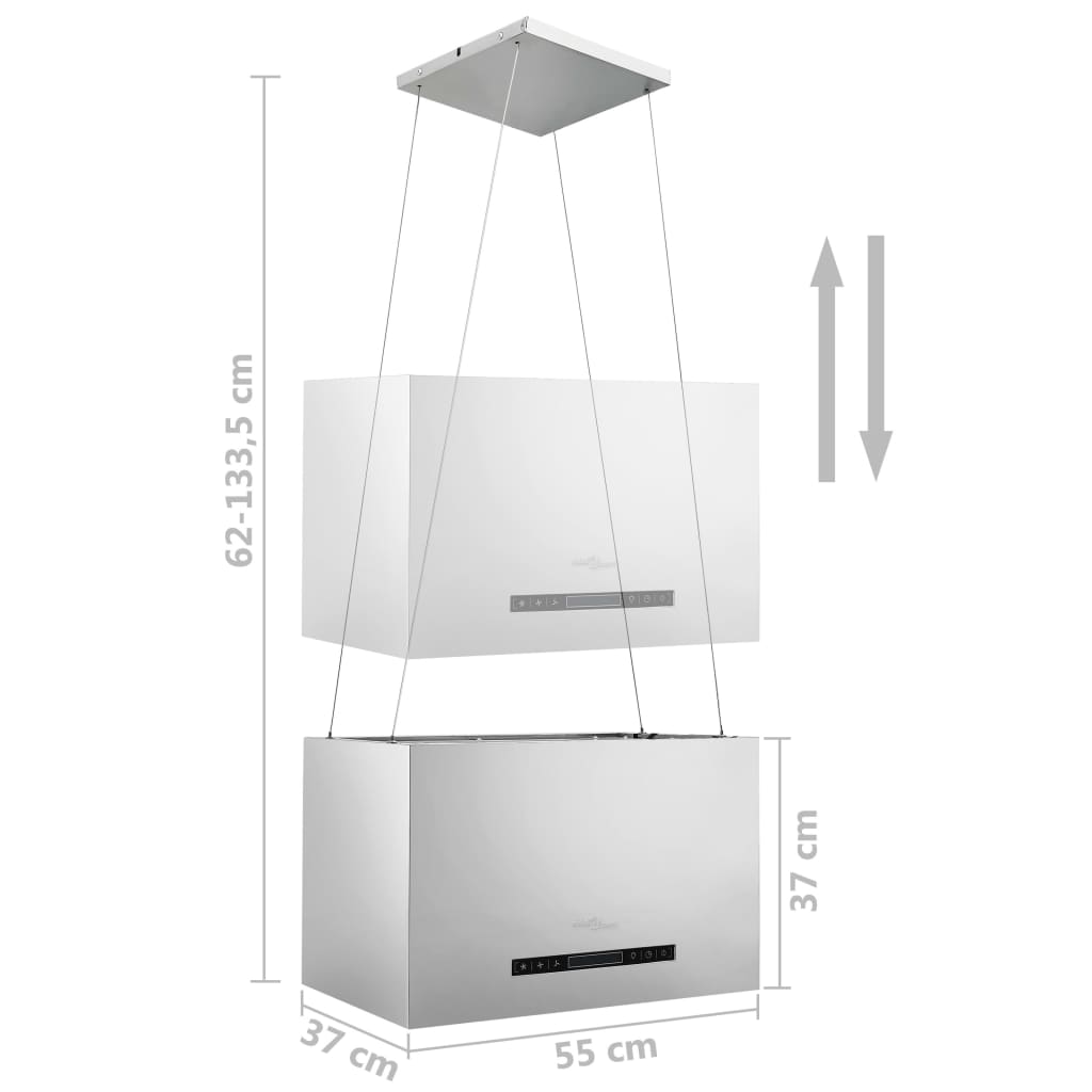 vidaXL Závesný ostrovný digestor s dotykovým senzorom LCD 55 cm nehrdzavejúca oceľ