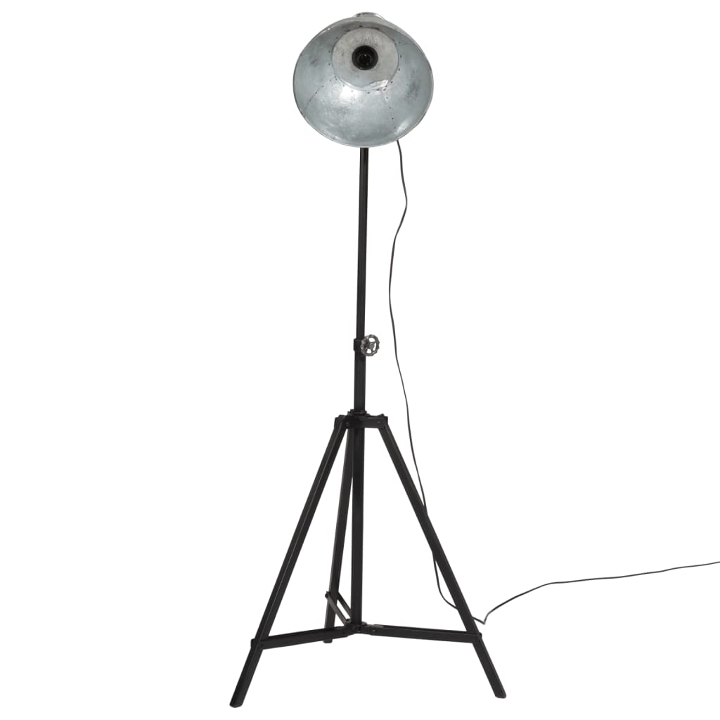 vidaXL Podlahová lampa 25 W starožitná strieborná 61x61x90/150 cm E27