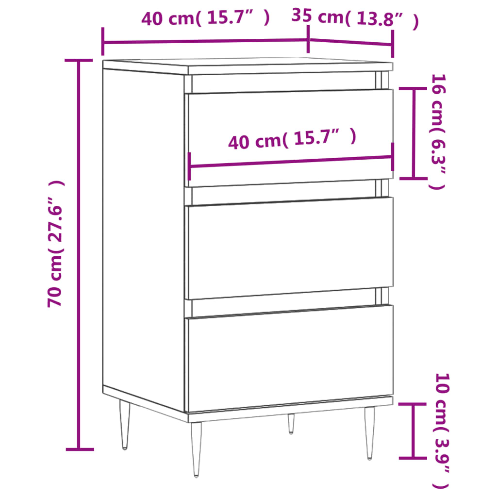 vidaXL Komoda čierna 40x35x70 cm kompozitné drevo