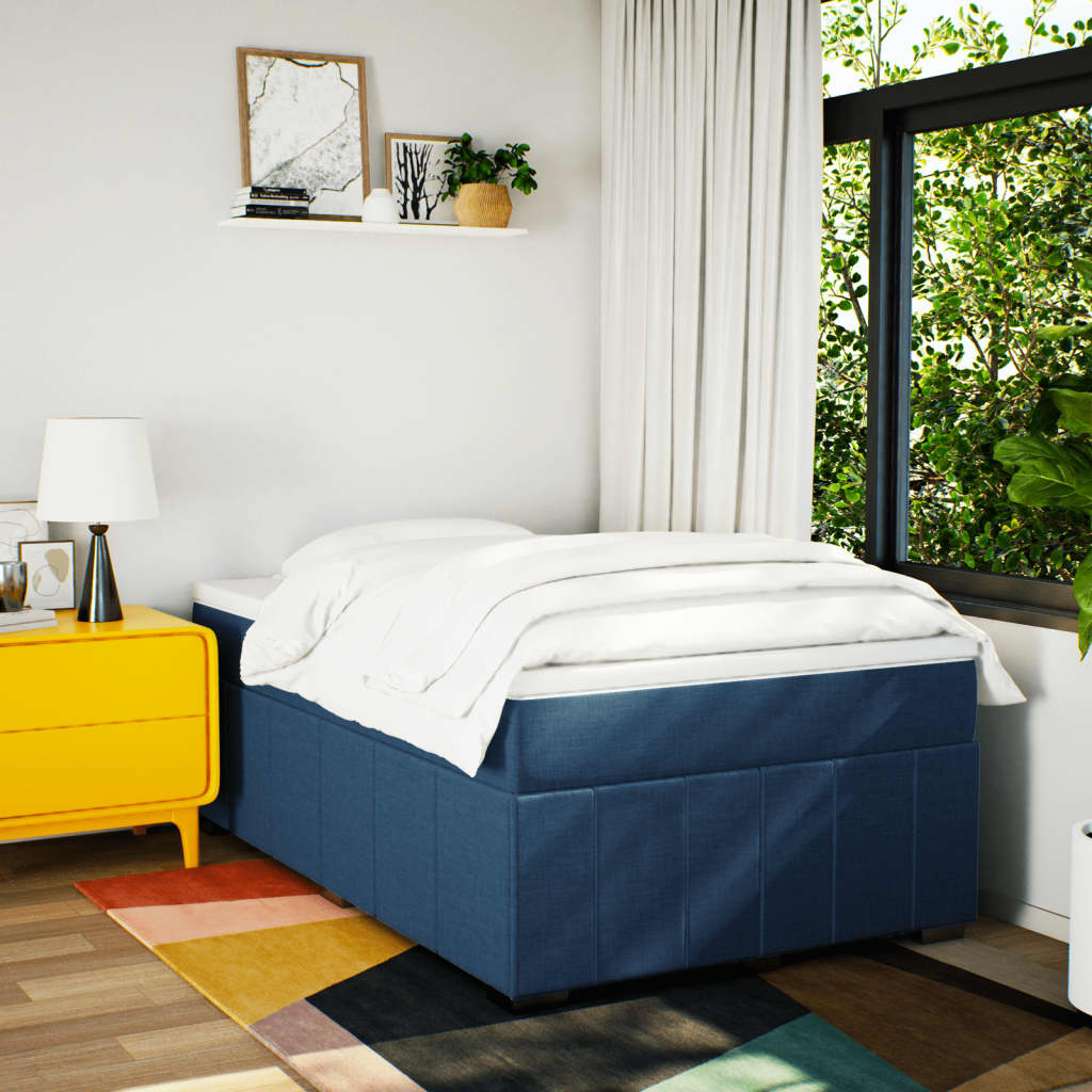 vidaXL Boxspring posteľ s matracom modrá 120x200 cm látka