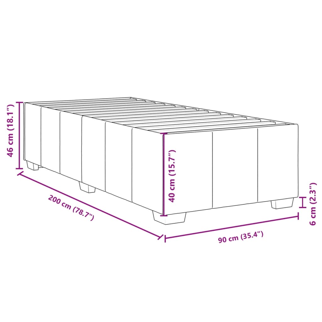 vidaXL Posteľný rám boxsping s matracom bledosivý 90x200 cm látka