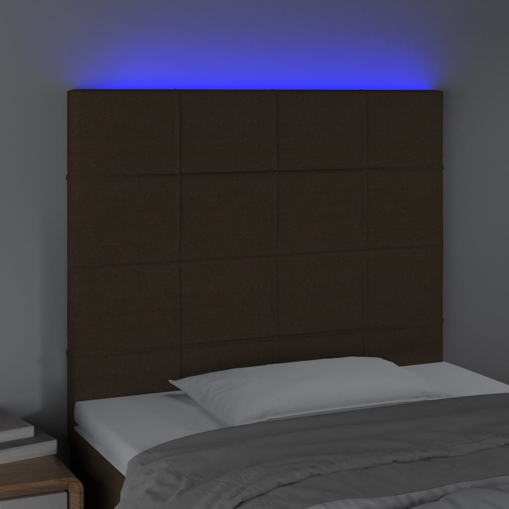 vidaXL Čelo postele s LED tmavohendé 80x5x118/128 cm látka