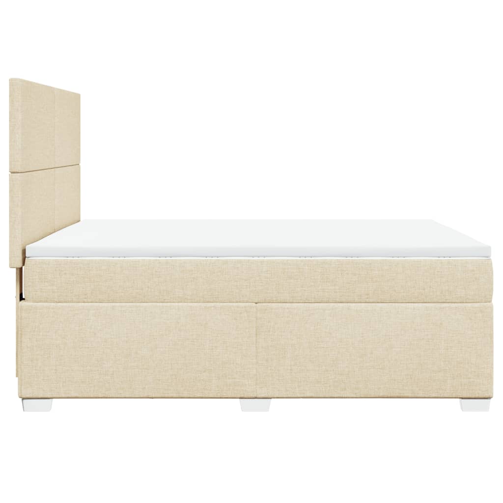 vidaXL Posteľný rám boxspring s matracom krémový 160x200 cm látka