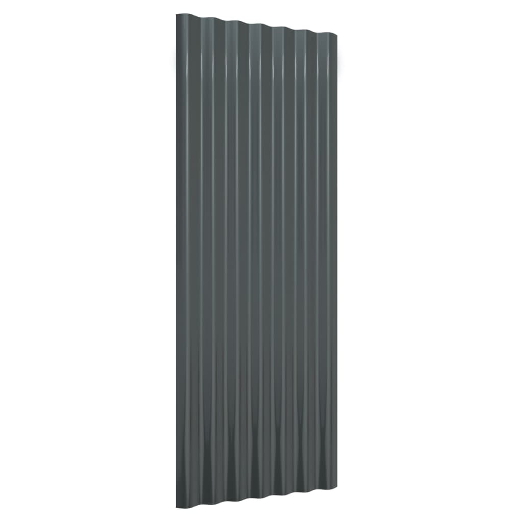 vidaXL Strešné panely 12 ks práškovaná oceľ antracitové 100x36 cm