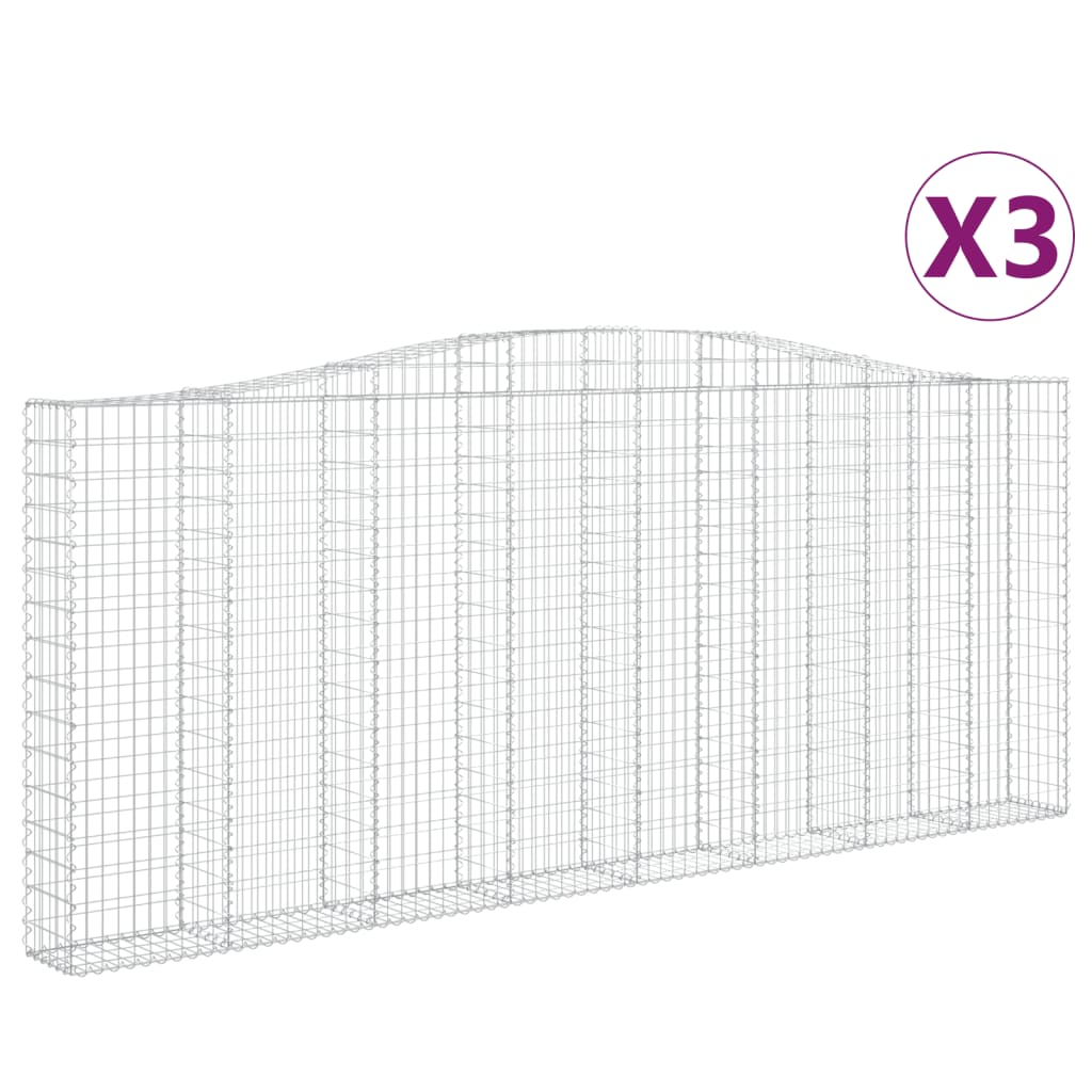 vidaXL Oblúkové gabiónové koše 3ks 400x30x160/180cm pozinkované železo